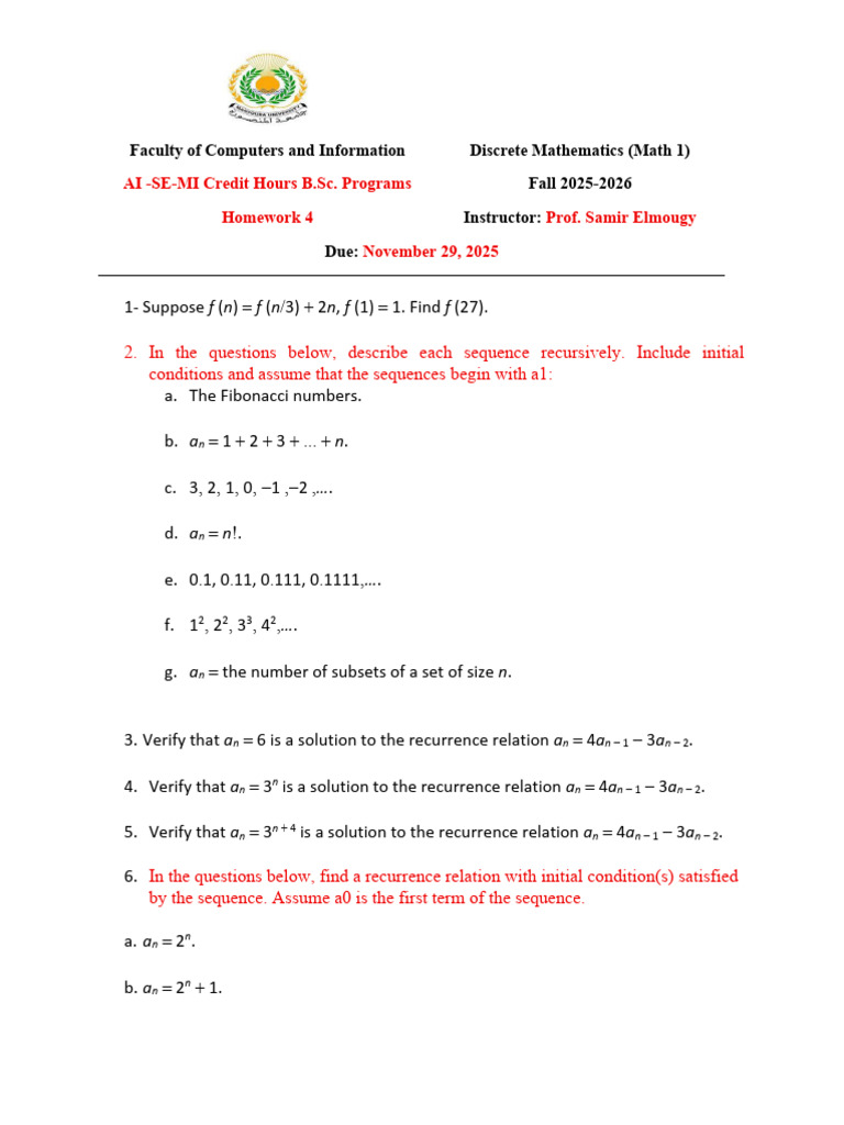 HW4 MATH1 Discrete Math F25 26 Post (2) | PDF