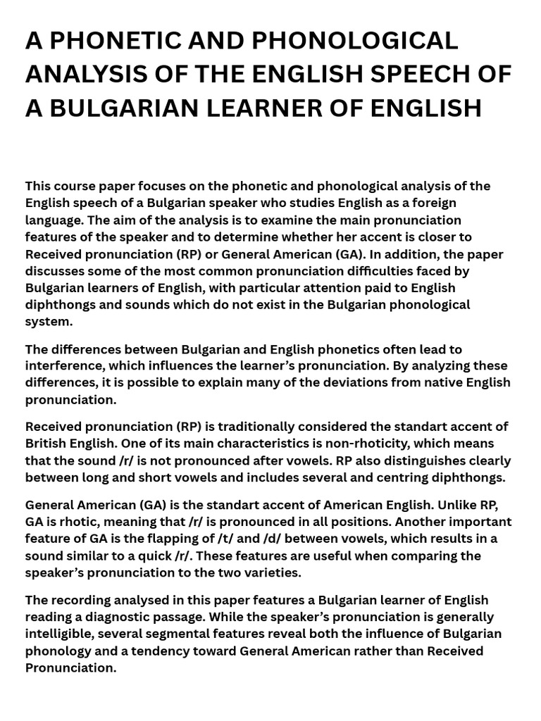 A Phonetic and Phonological Analysis of the English Speech of a ...