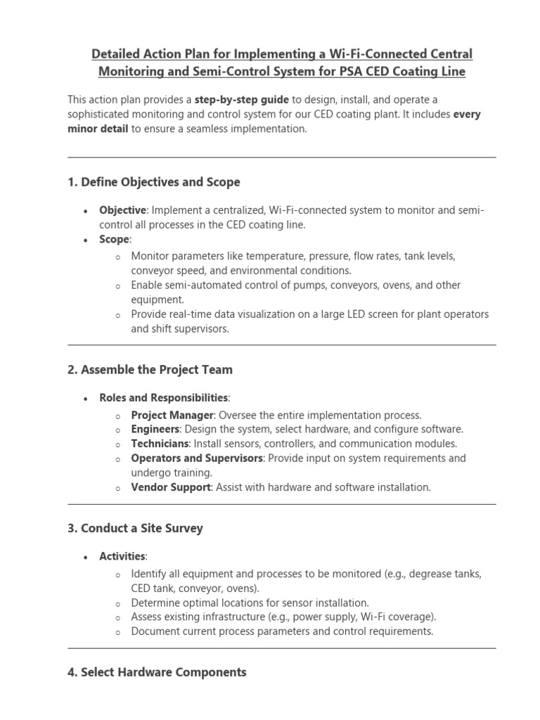 Action Plan for a Wi-Fi-Connected Central Monitoring for PSA CED ...