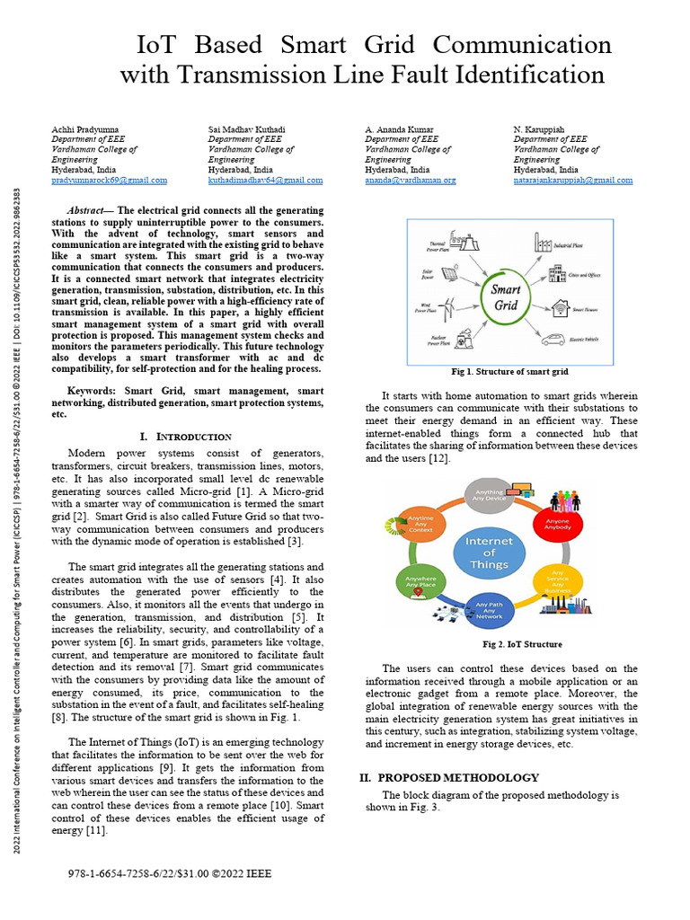 IoT Based Smart Grid Communication With Transmission Line Fault ...