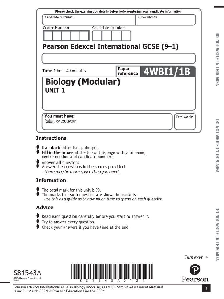 Sample 5 Paper 1 Modular Question Paper | PDF | Cell (Biology) | Vacuole