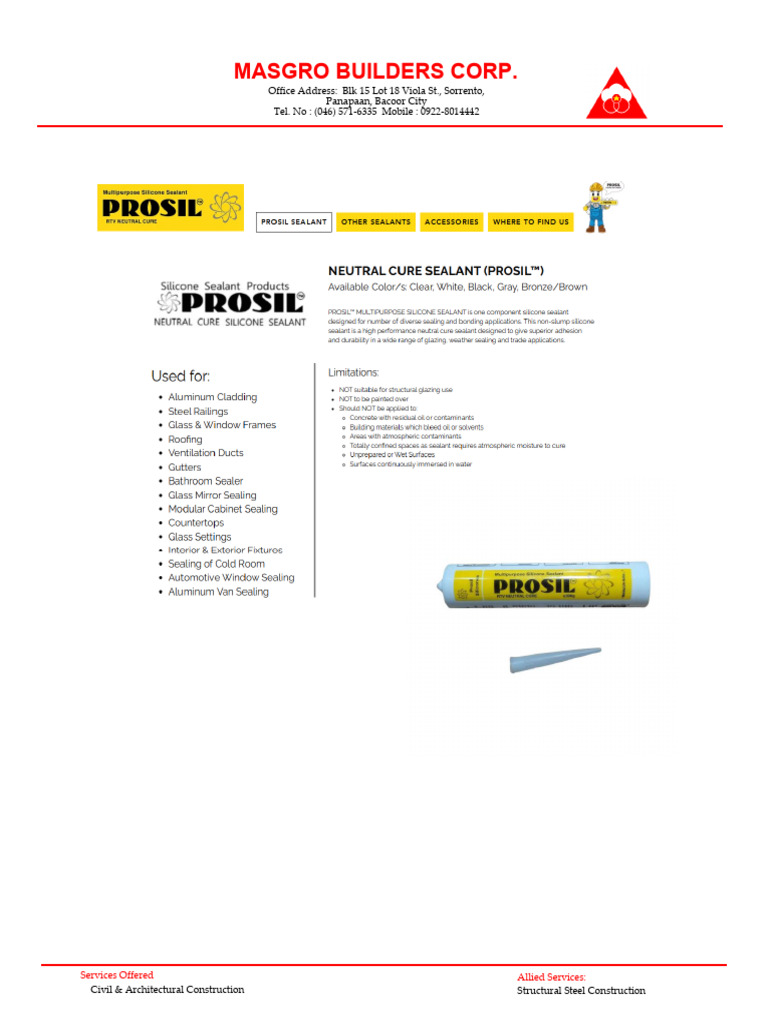 Prosil Sealant | PDF