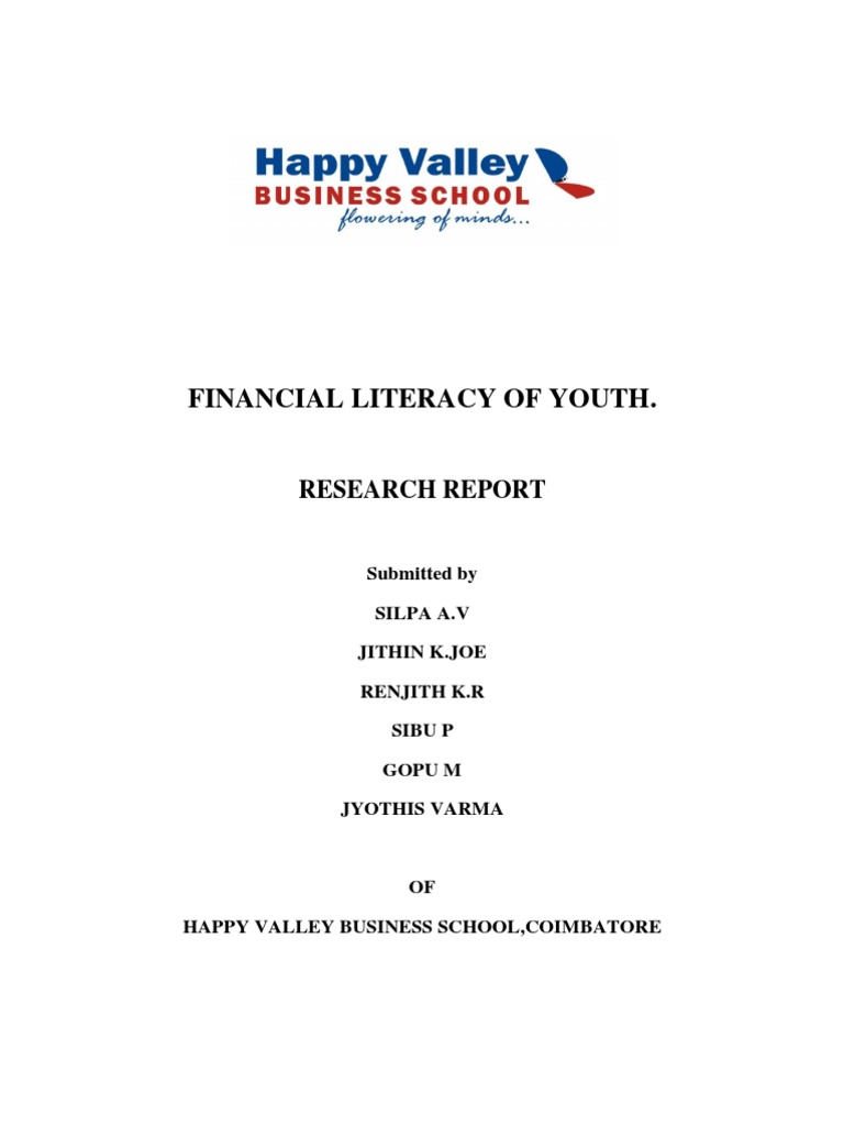 Youth Financial Literacy Research Report | PDF | Sampling (Statistics ...