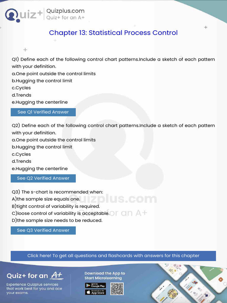 Define Each of the Following Control Chart Patternsinclude a Sketch of ...