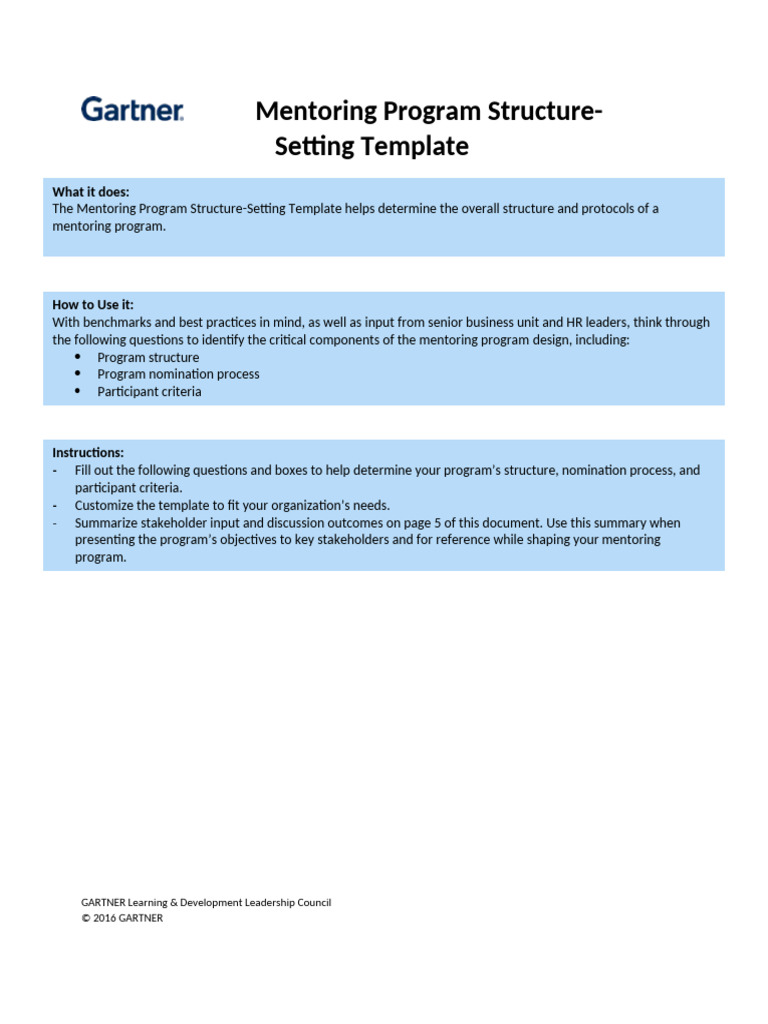 3 2 Mentoring Program Structure Setting Template | PDF | Mentorship