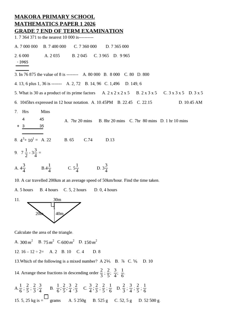 Mathematics Paper 1 Revision | PDF | Litre | Mathematics