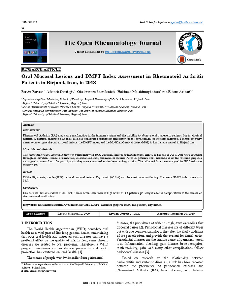TORJ-14-34 | PDF | Periodontology | Rheumatology