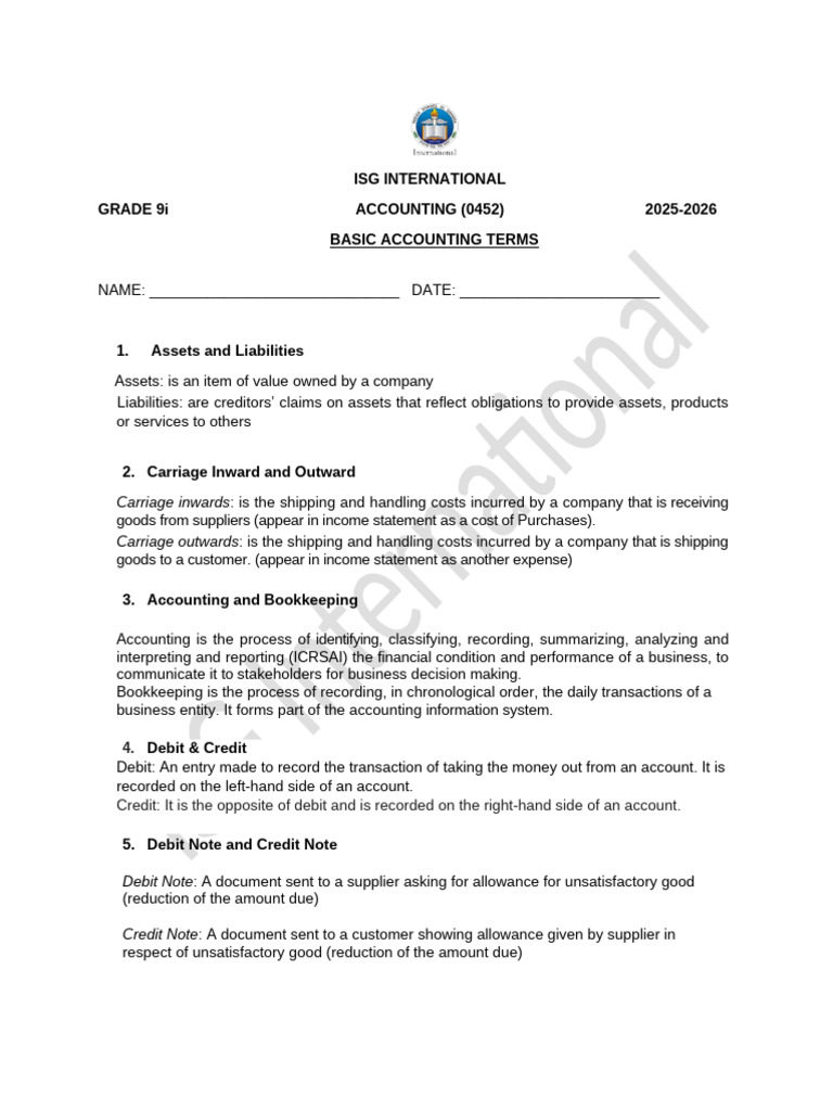 Basic Accounting Terms | PDF | Debits And Credits | Expense