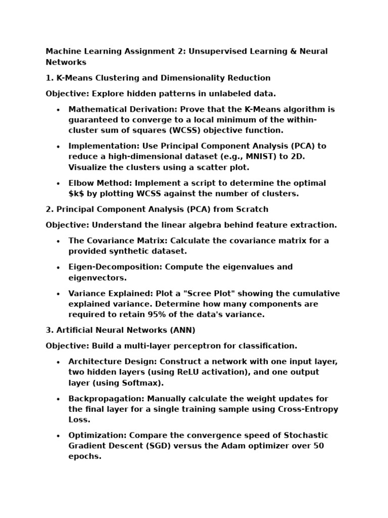 ml assignment 2 | PDF | Machine Learning | Principal Component Analysis