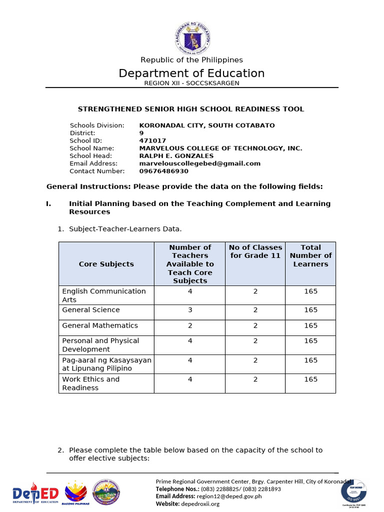 SOX SHS Readiness Tool | PDF
