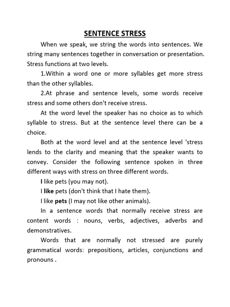 Sentence Stress | PDF