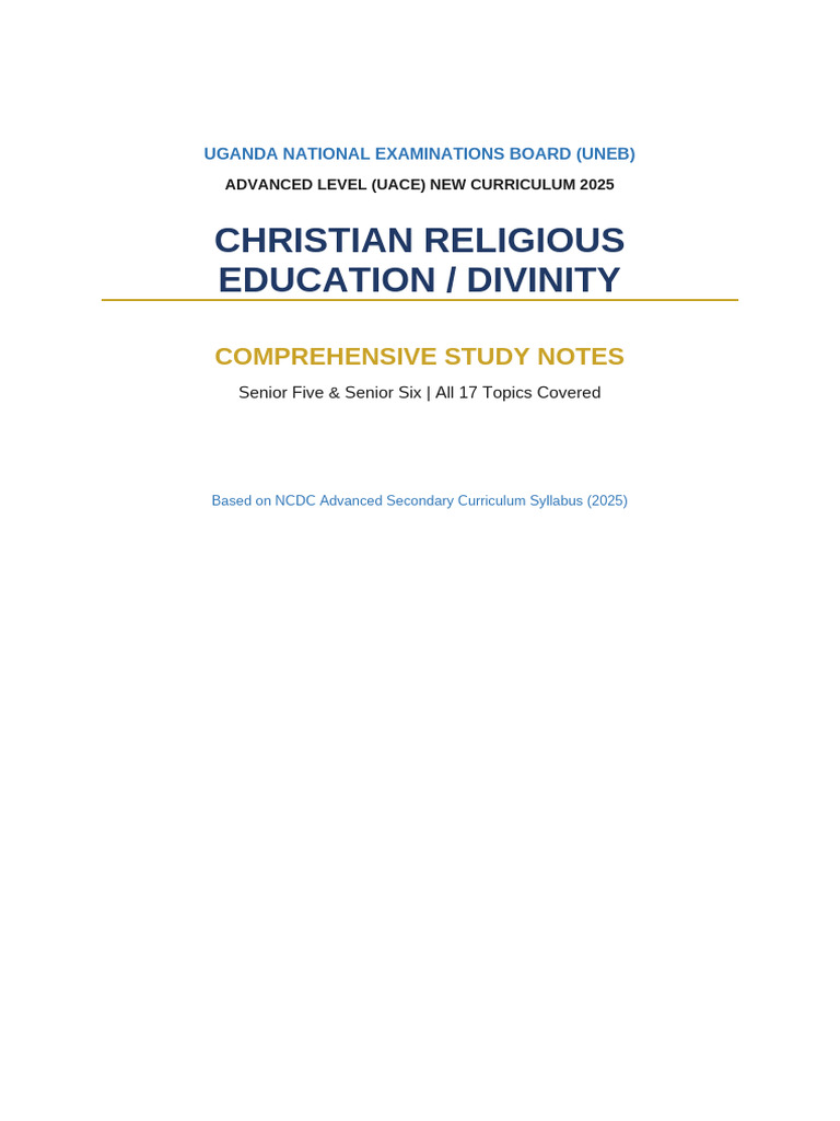 UNEB Divinity Notes | PDF | Gospel Of John | Gospel Of Mark