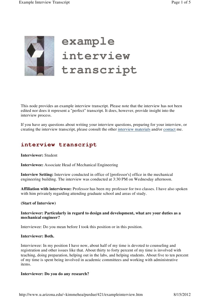 Example Interview Transcript | PDF | Interview | Gas Compressor