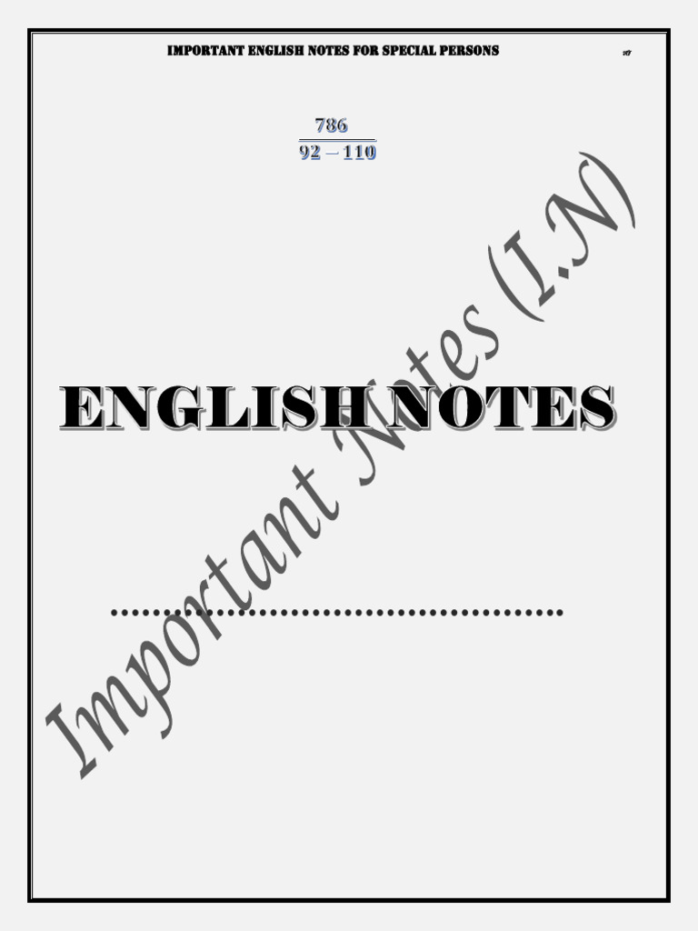 Important English Notes | PDF