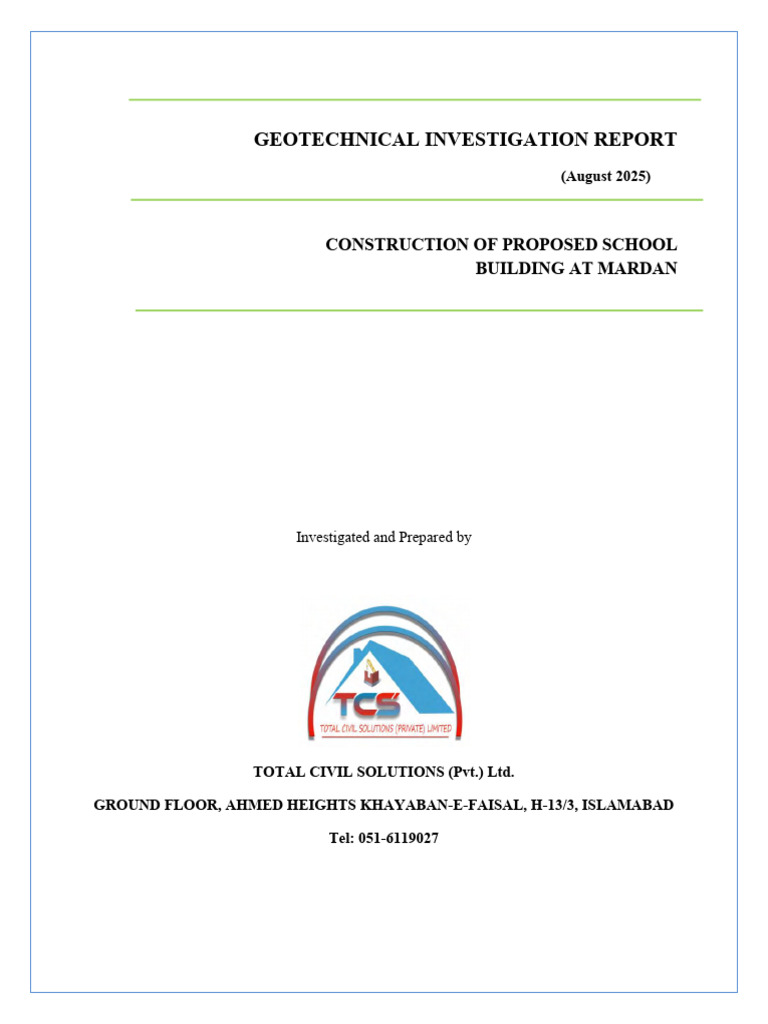 Annex-3A Soil Investigation Report - HDF School | PDF | Geotechnical ...
