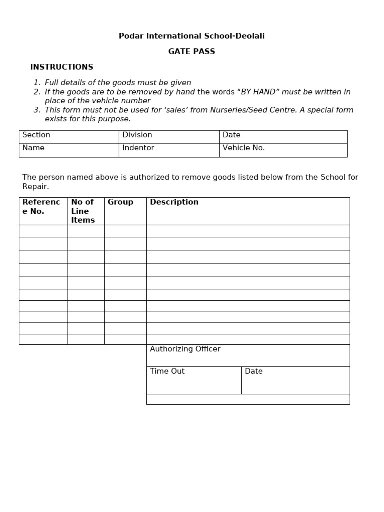 gate pass | PDF