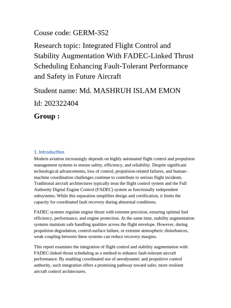 FADEC Integrated Flight Control Report | PDF | Aircraft | Aircraft ...