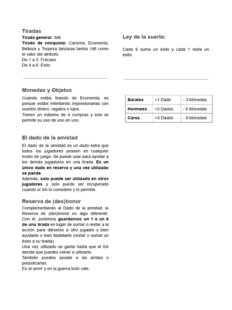 Musu Musu Reglas Ficha | PDF