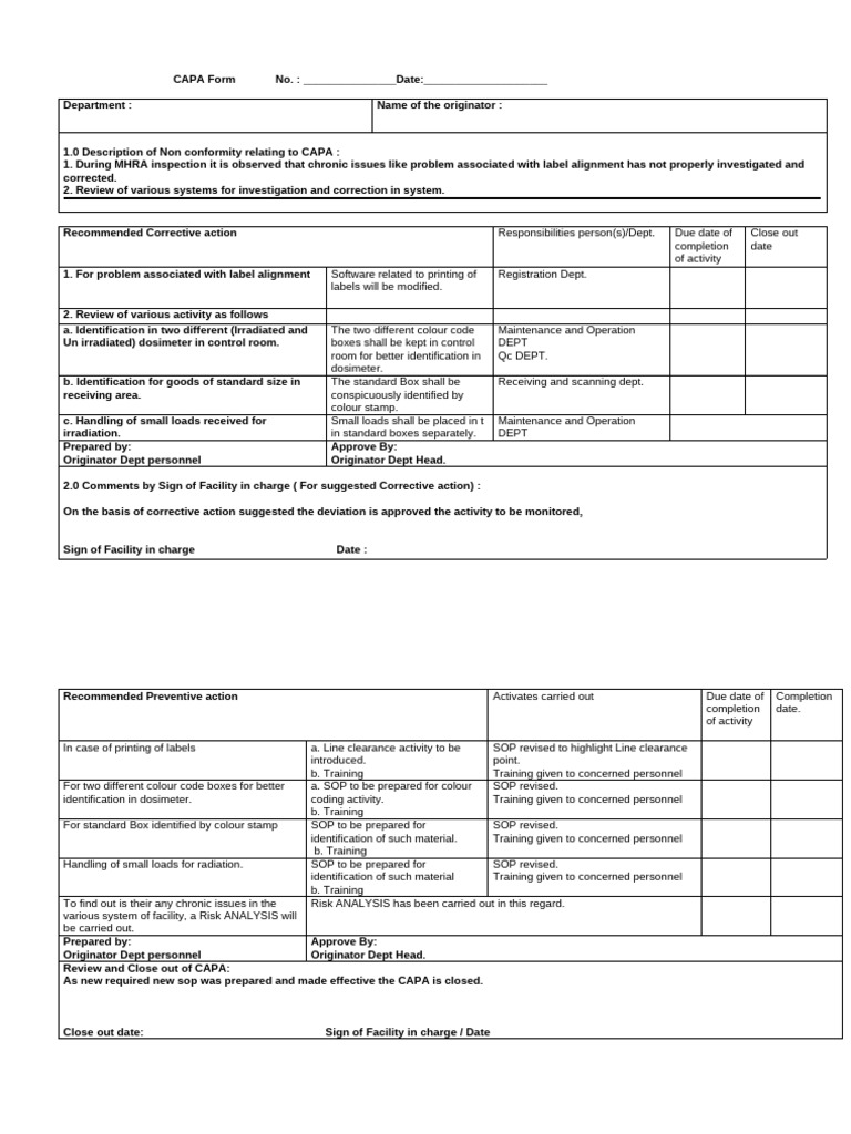CAPA 2.4.8 for printing of labels | PDF