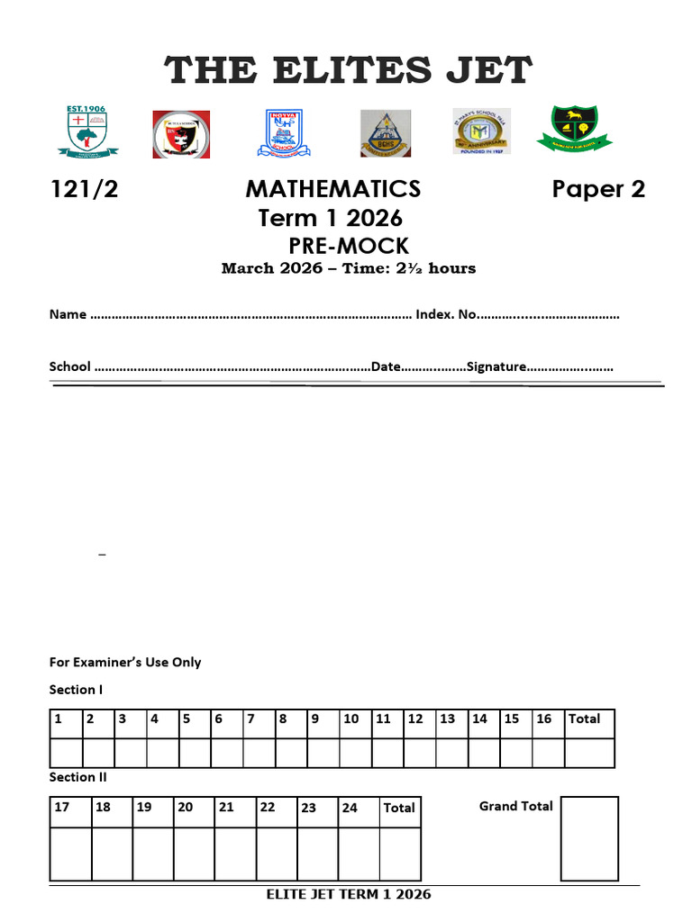 MATHEMATICS PAPER 2 ELITE JET PREMOCK 2026 | PDF | Circle | Mathematics