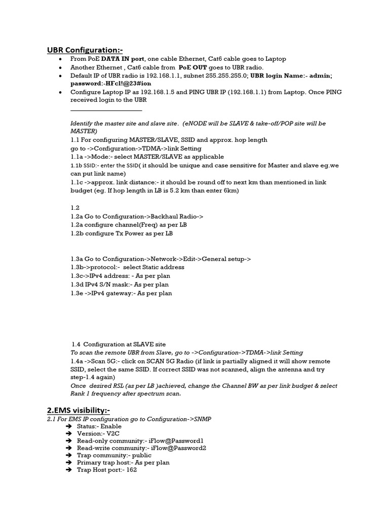 UBR Installation Guidelines Updated | PDF | Ip Address | Network Switch