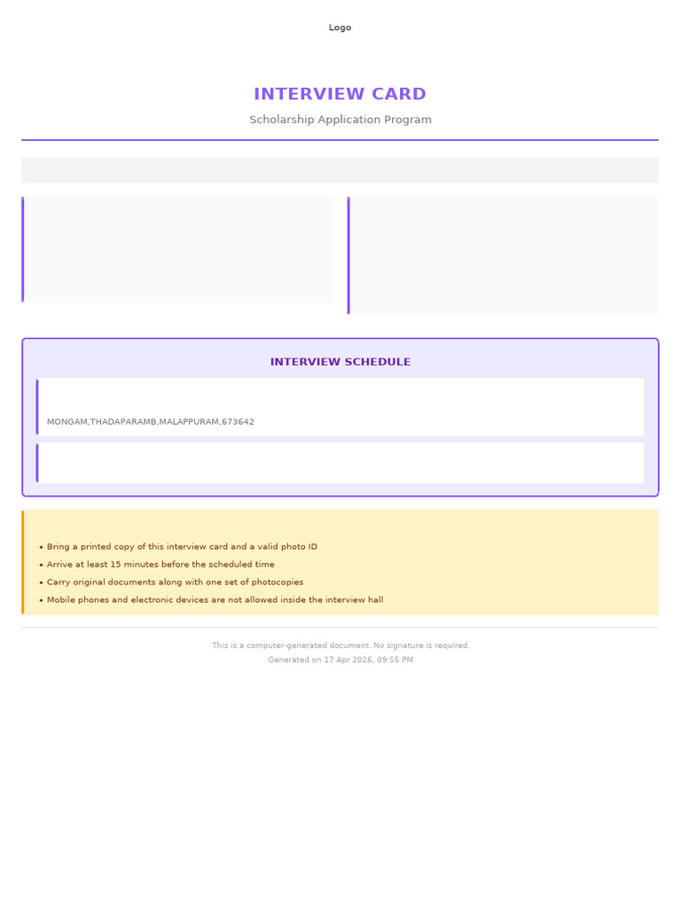 Interview Card 2113 | PDF