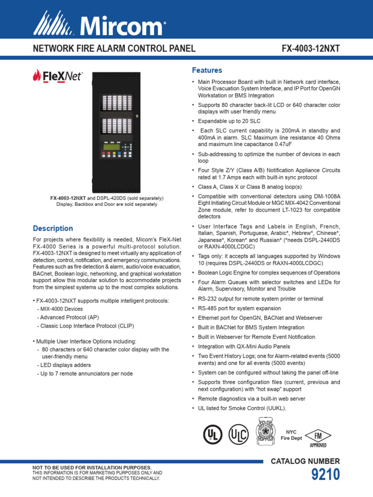 Cat 9210 Fx 4003 12nxt Network Facp | PDF | Computer Network ...