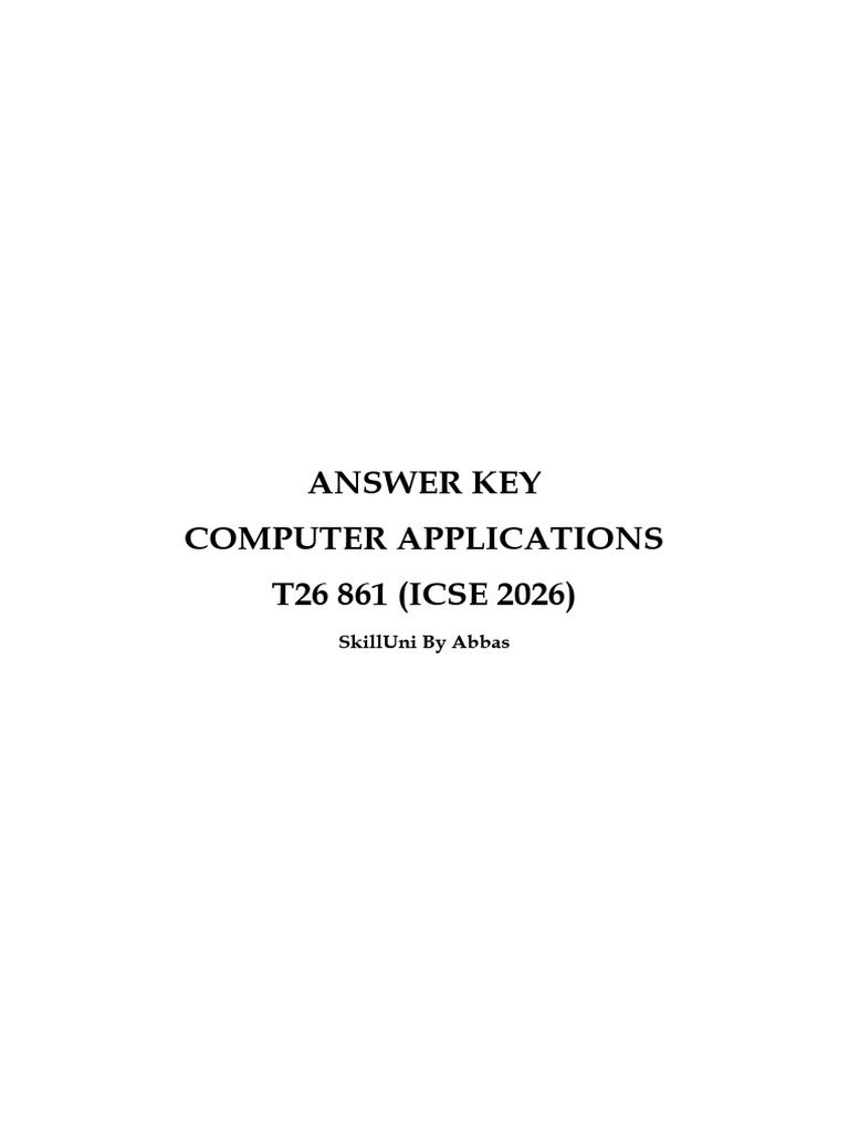 ICSE 2026 - 861 CTA (Answer Key) | PDF | Java Virtual Machine ...
