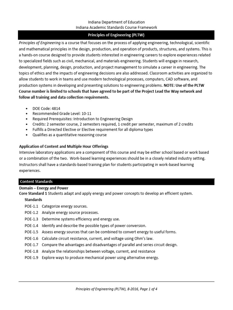 Cf Eng Principlesofengineering Pltw 8-24-2016 | PDF | Force | Engineering