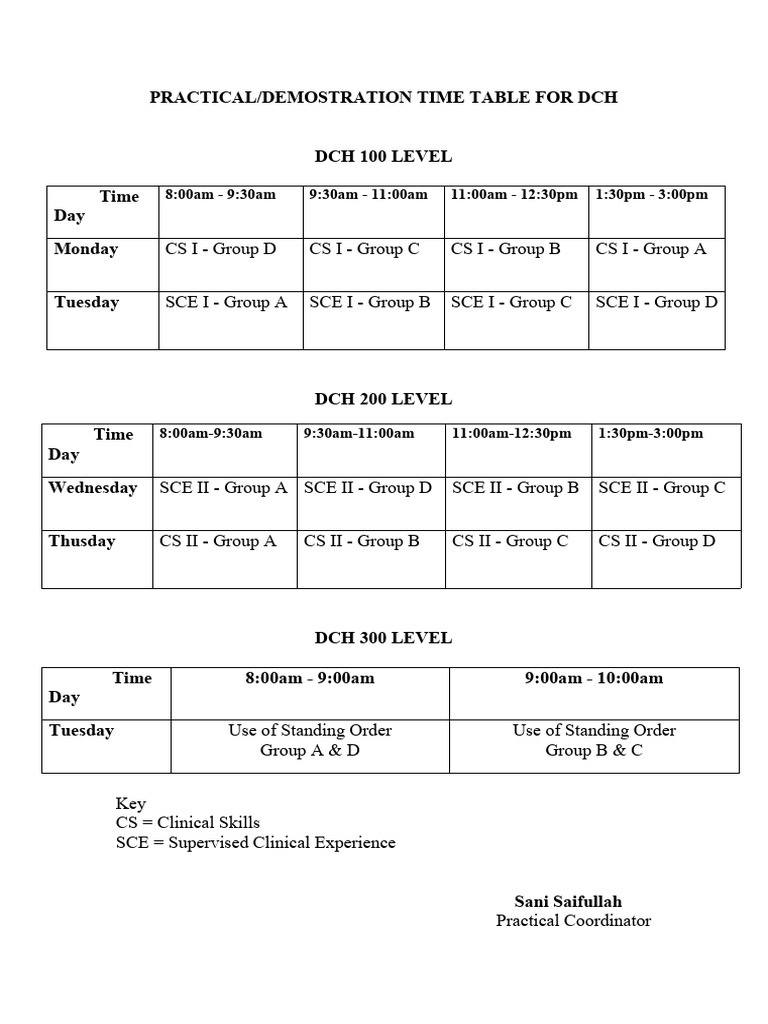 Chew - Practical Time Table | PDF