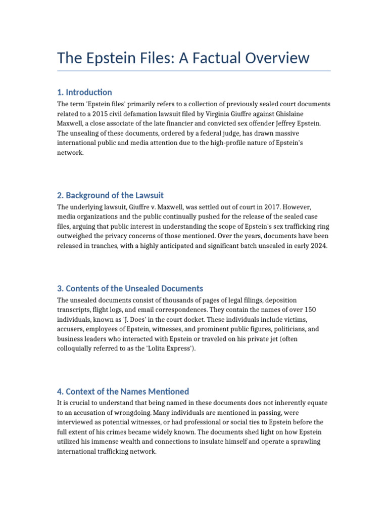 Epstein Files Overview | PDF | Criminal Law | Justice