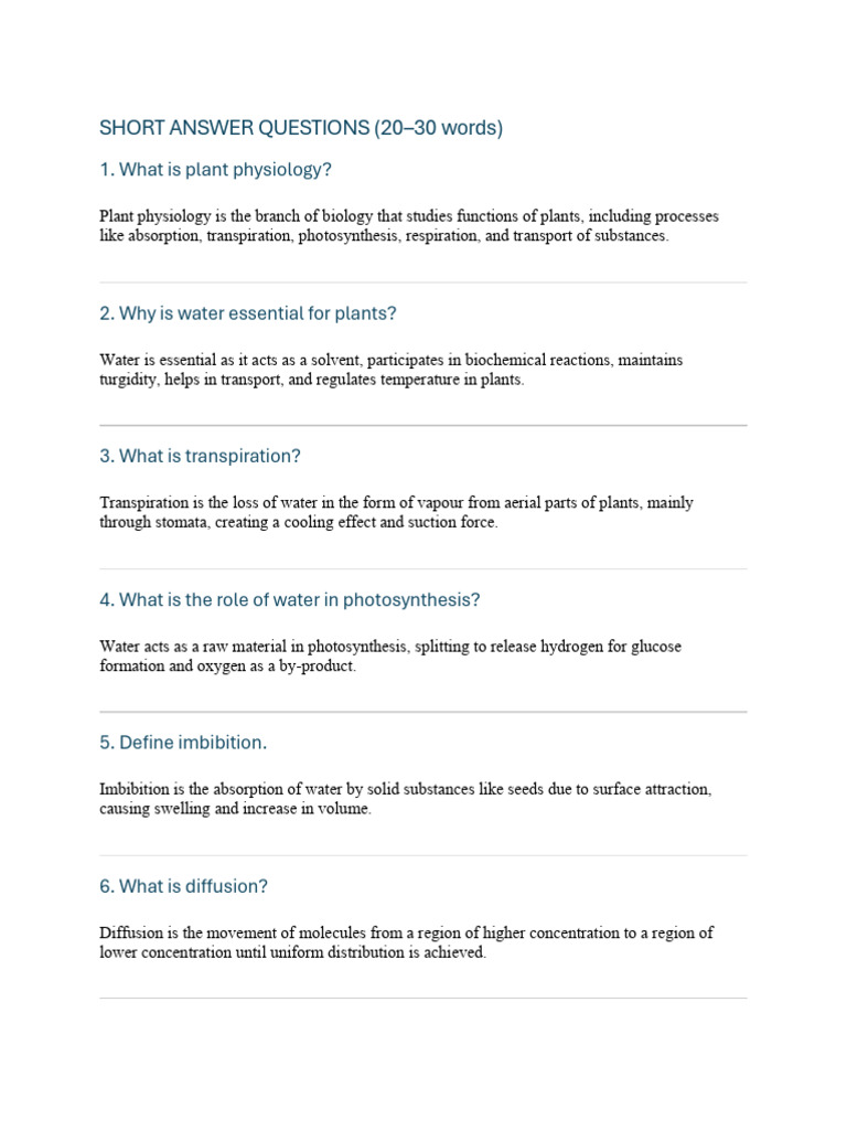 BIo sheet | PDF | Osmosis | Biology