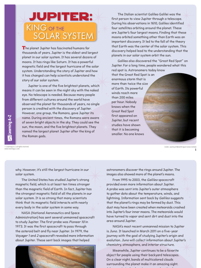 Jupiter, King of the Solar System | PDF | Jupiter | Planets
