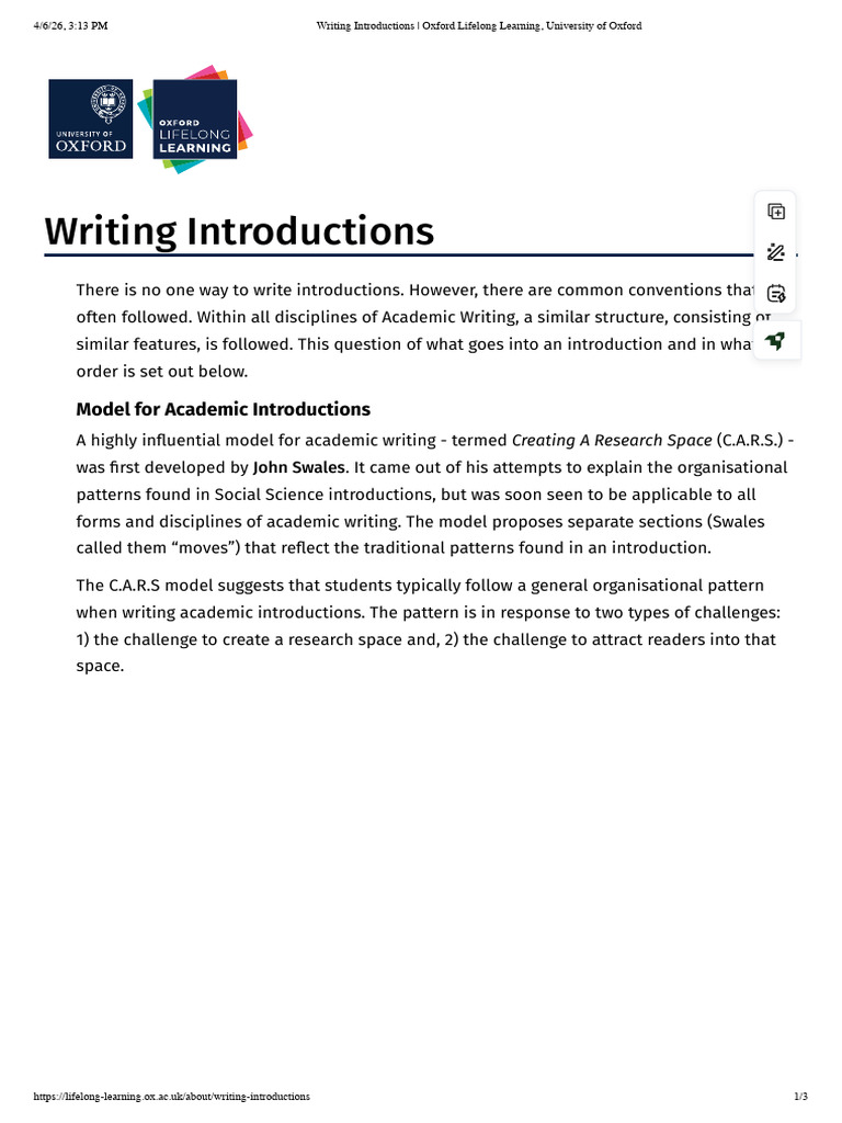 Writing Introductions _ Oxford Lifelong Learning, University of Oxford ...