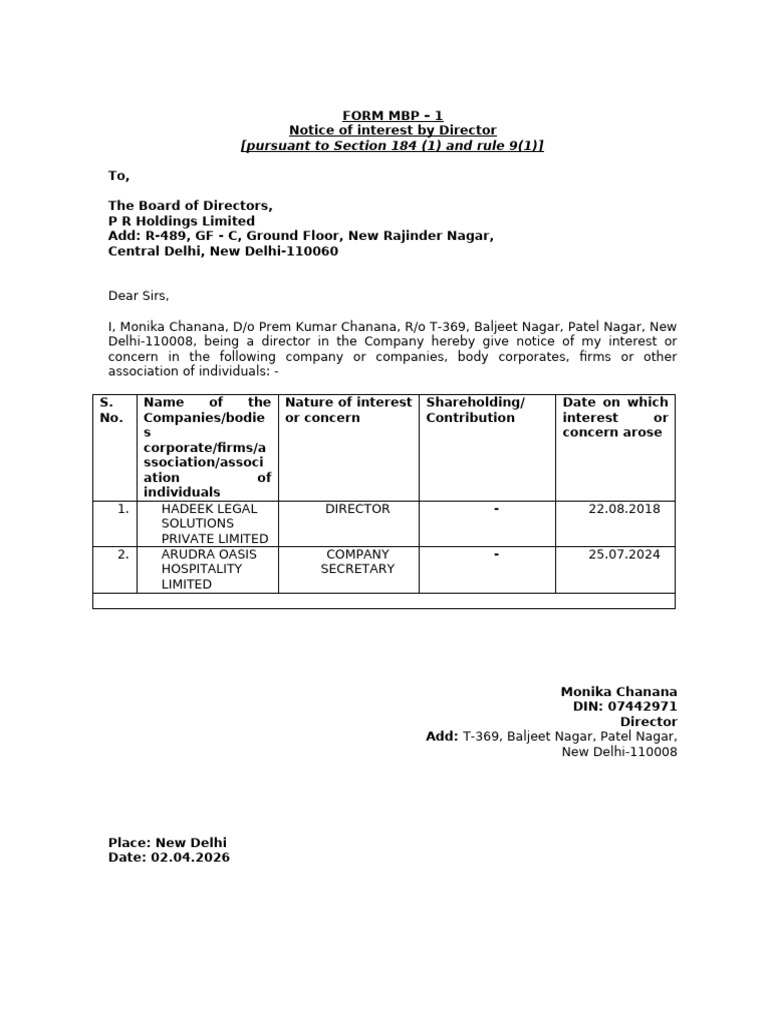 Form Mbp-1 & Dir-8_monika_2026 | PDF