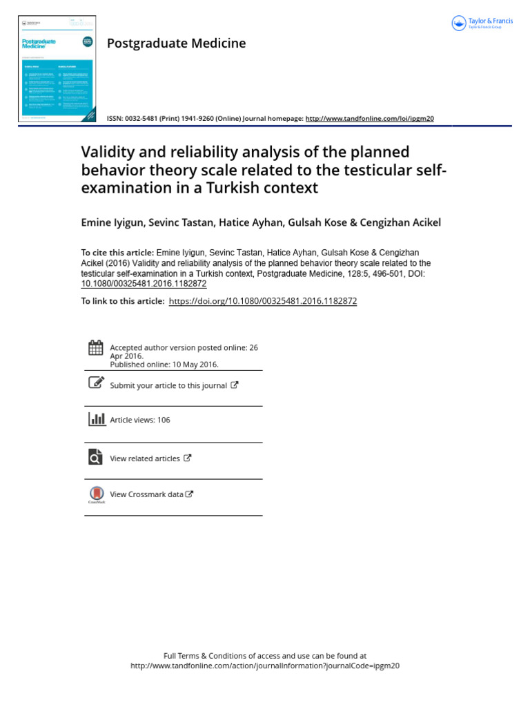 Planned Behavior Scale Toad | PDF | Validity (Statistics) | Behavior