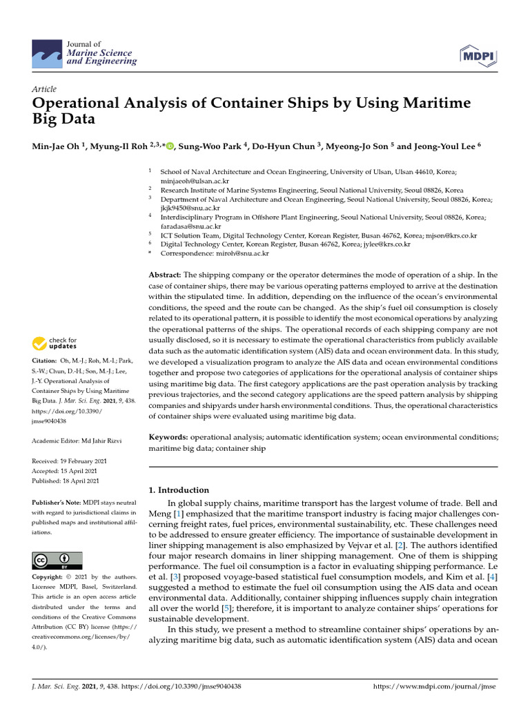 Operational Analysis of Container Ships | PDF | Big Data | Ships