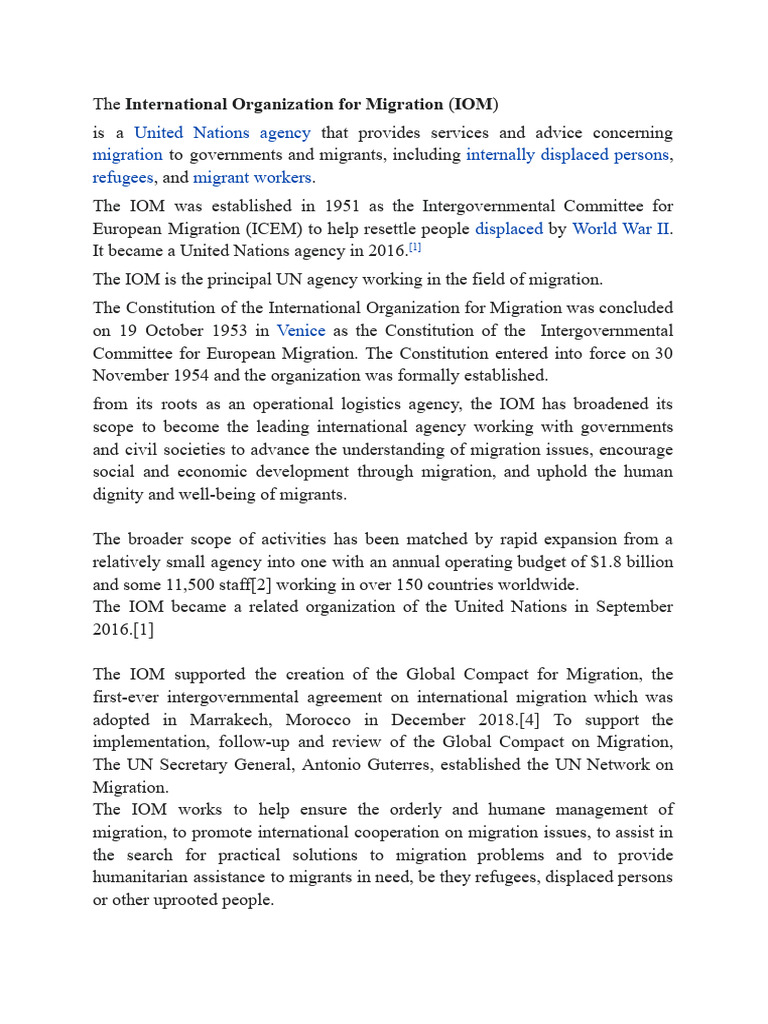 The International Organization for Migration (IOM) | PDF ...