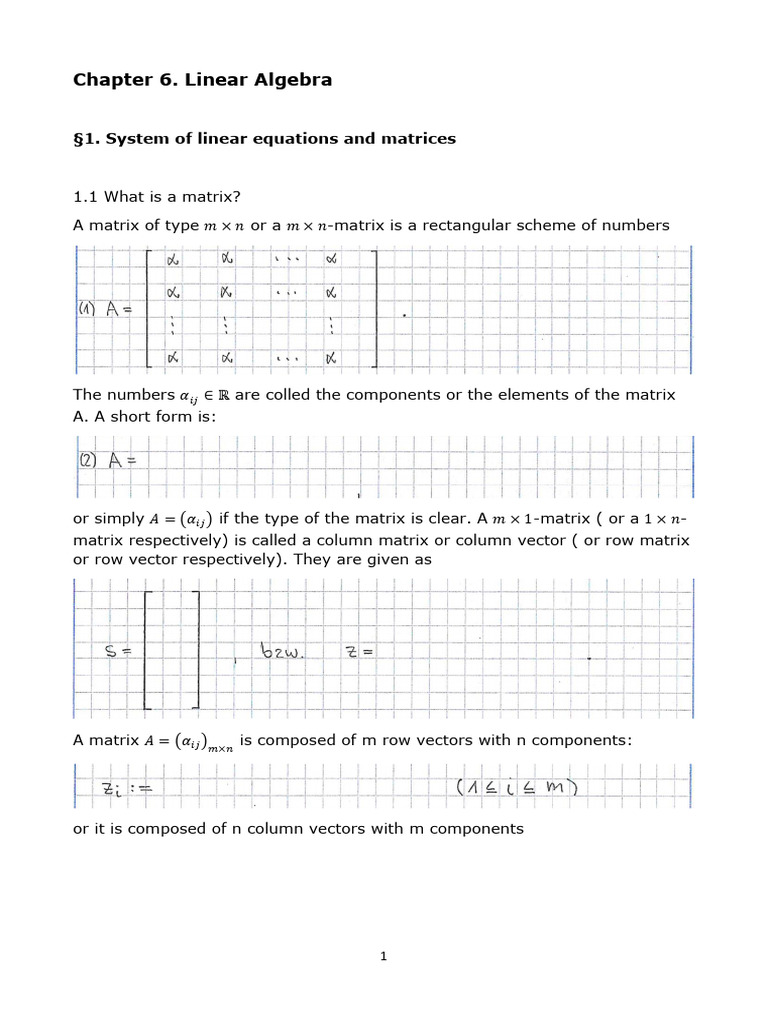 Chapter6 Linear Equ Part1 | PDF | Matrix (Mathematics) | Vector Space