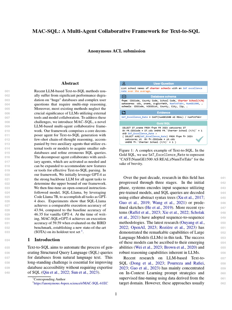 1799 Mac SQL a Multi Agent Collabor | PDF | Databases | Sql