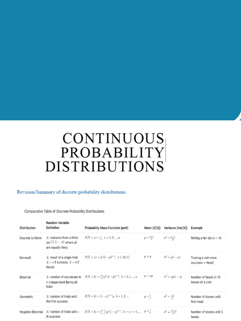 Continuous Distributions | PDF | Probability Distribution | Normal ...
