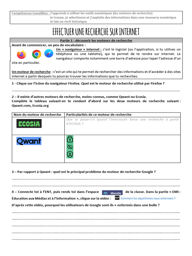 Fiche Eleves Recherche Internet | PDF | l'Internet | Informatique