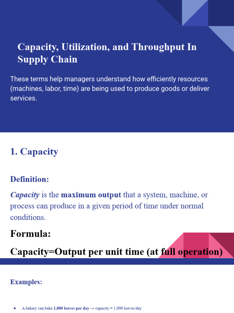 Capacity, Utilization, and Throughput In Supply Chain | PDF