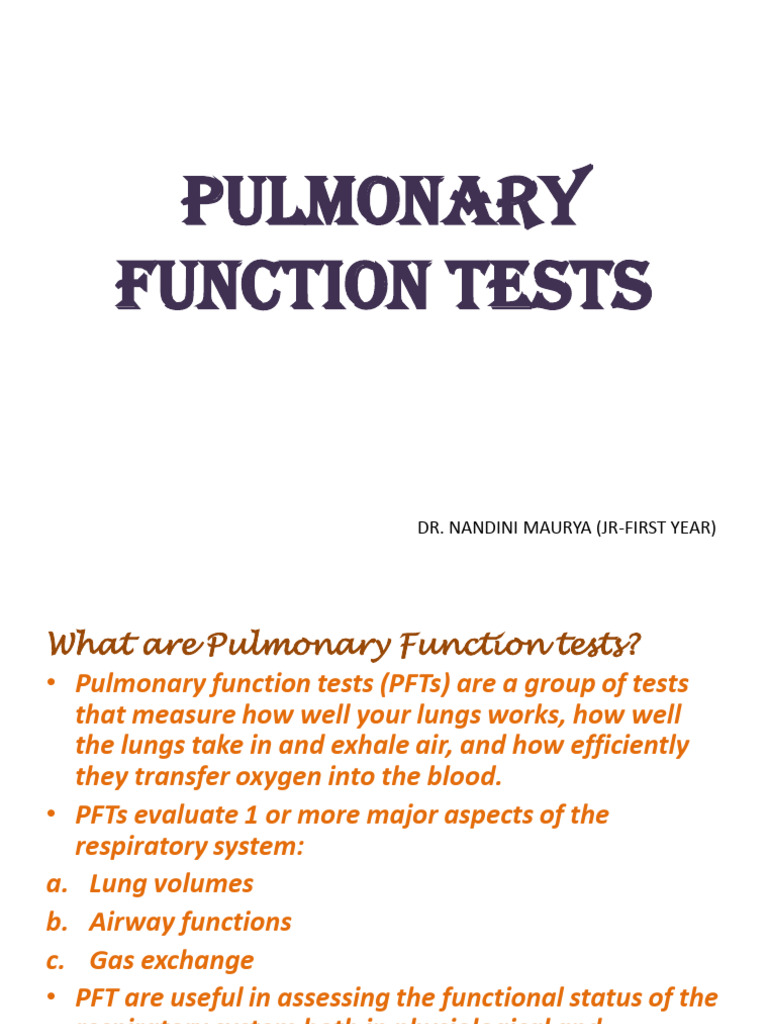 Pulmonary Function Tests | PDF | Lung | Respiratory System