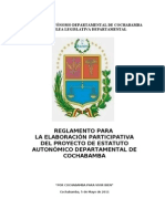 Reglamento Para La Elaboracion Participativa Del Proyecto de Estatuto Autonomico Departamental de Cochabamba