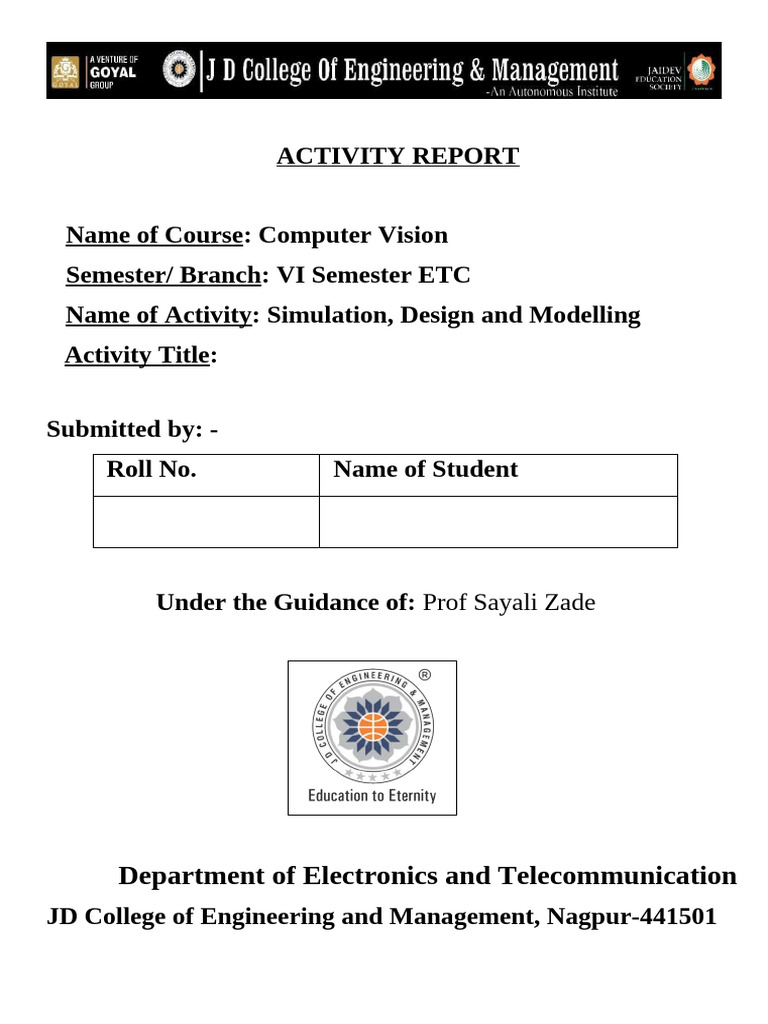 Computer Vision Report Format | PDF