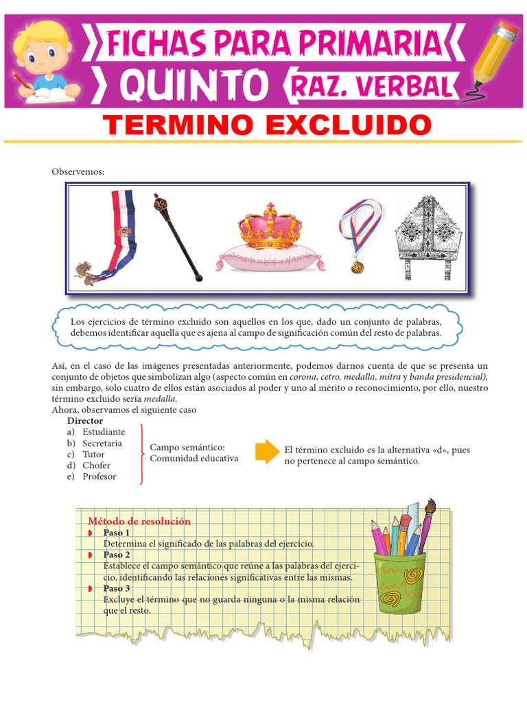 Ejercicios de Término Excluido para Quinto Grado de Primaria | PDF