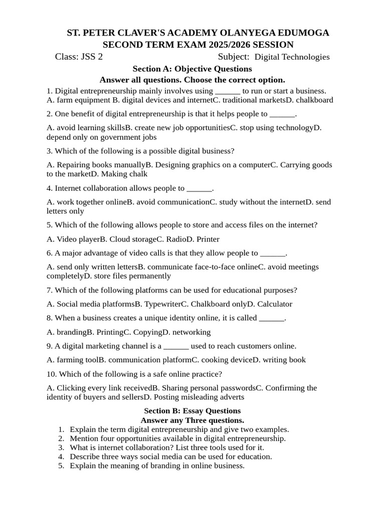 j s s 3 Digital Technology | PDF