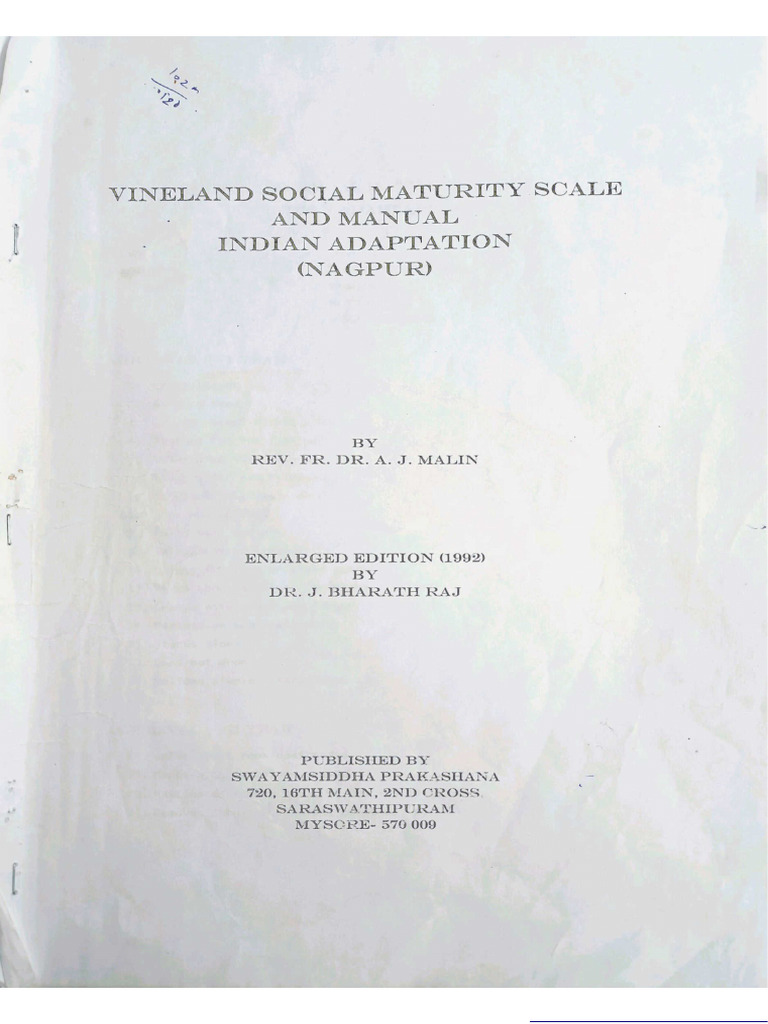 Vineland social maturity scale | PDF