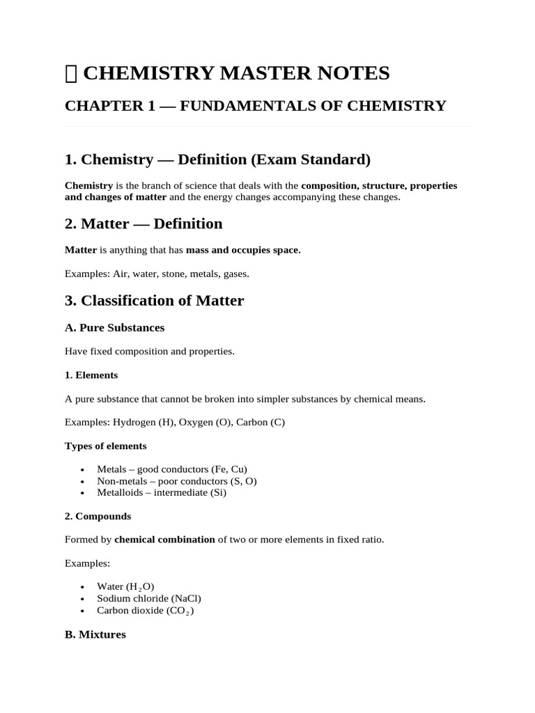 ? Chemistry Master Notes | PDF | Chemical Bond | Ionic Bonding